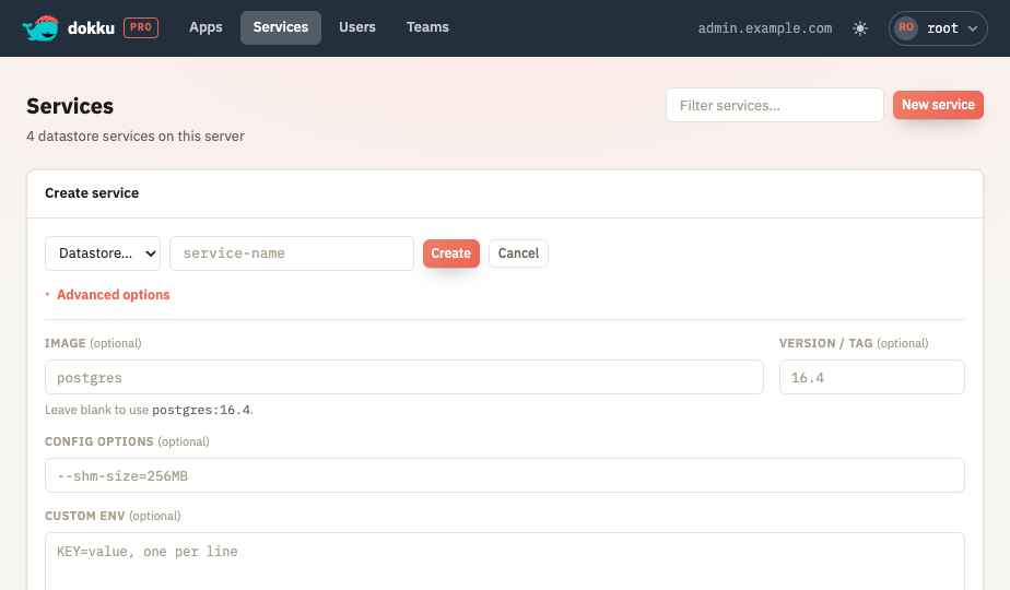 Choosing a service image and version when creating a service