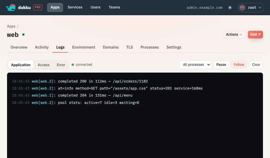 Streaming logs in the redesigned UI